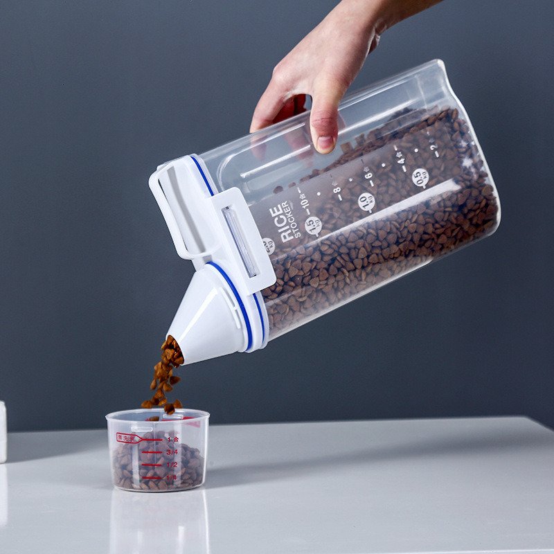 Pet Dog Food Airtight Storage Container, Portable Cat Food Container with Pour Spout Measuring Cup for Kittens Puppies, BPA Free Food and Grain Holder Pet Dog Food Airtight Storage Container, Portable Cat Food Container with Pour Spout Measuring Cup for Kittens Puppies, BPA Free Food and Grain Holder
