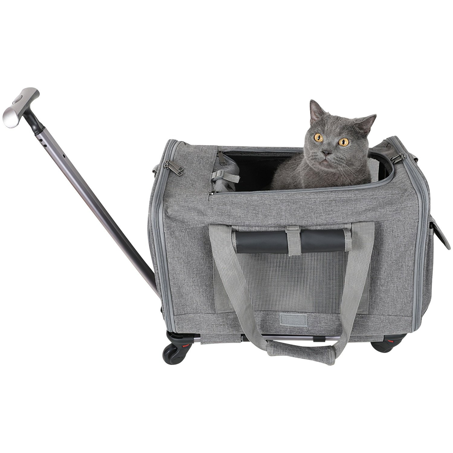 Cat Dog Carrier with Wheels Airline Approved Rolling Pet Carrier with Telescopic Handle Shoulder Strap Cat Dog Carrier with Wheels Airline Approved Rolling Pet Carrier with Telescopic Handle Shoulder Strap