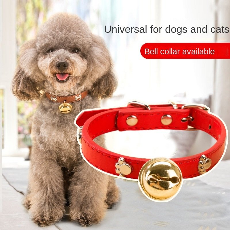 Leather Pet Collars Pet paw print bone alloy bell collar dog collar Best Santa Xmas Gifts cat collar Leather Pet Collars Pet paw print bone alloy bell collar dog collar Best Santa Xmas Gifts cat collar